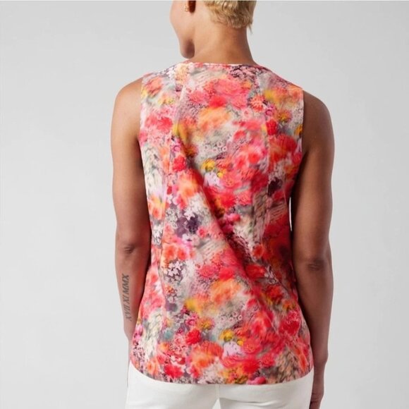 Athleta Refined Zephyr Womens Sleeveless Pink Floral Tank Top Side Slits Size XS - Picture 2 of 8